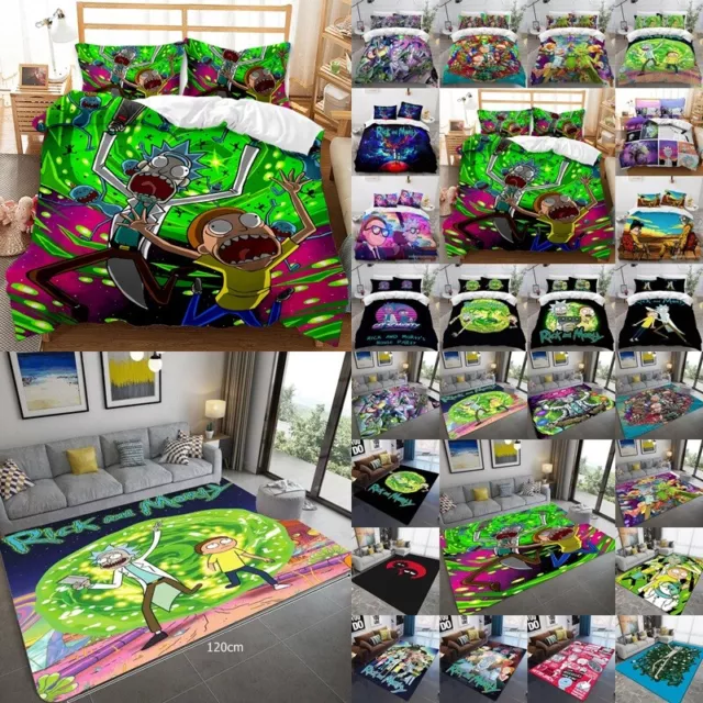 Rick Morty Doona Duvet Cover Bedding Set, Big Mat Carpet Floor Rug Bedroom Gift