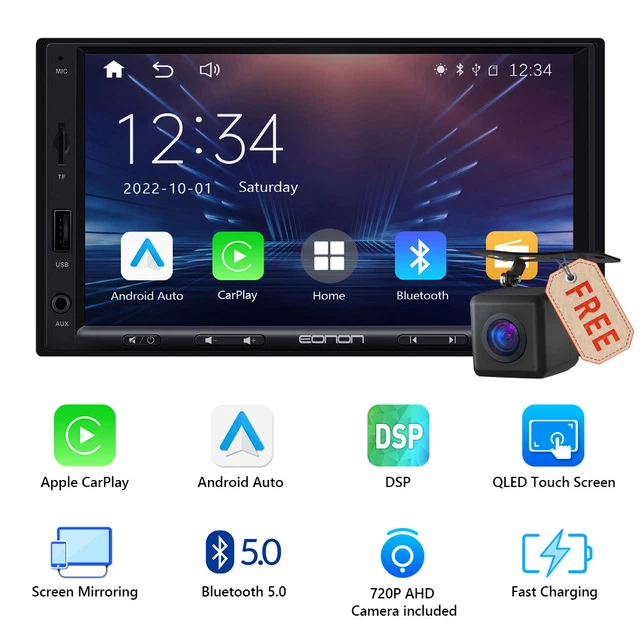 CAM+Universal 2 Din 7" Car Stereo Radio Android Auto Apple CarPlay Head Unit DSP