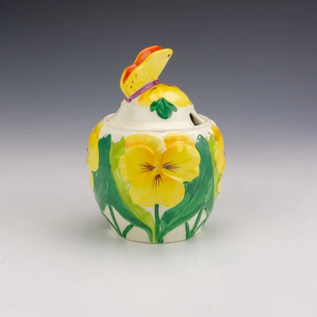 Vintage Minton China - Hand Painted Butterfly Handle Jampot - Art Deco