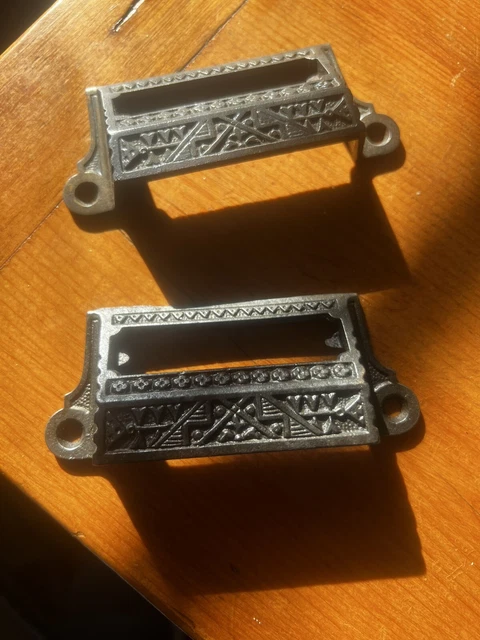 ORNATE c1880 SET of 2 matching authentic VICTORIAN cabinet pull hardware 3.75”