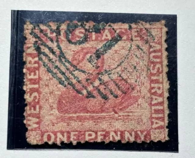 WESTERN AUSTRALIA stamp 1861 Black Swan 1d perf 14 x 16 / VFU / TA352