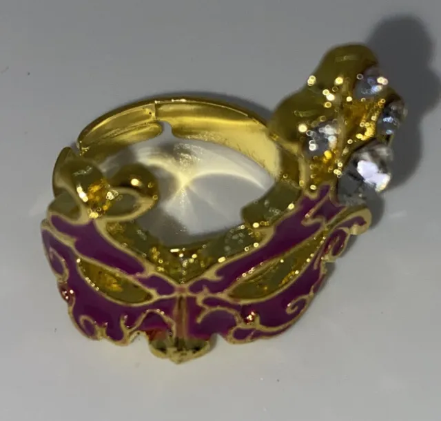 Masquerade Mardi Gras Mask Ring Adjustable Size Unisex Plum/Gold Color