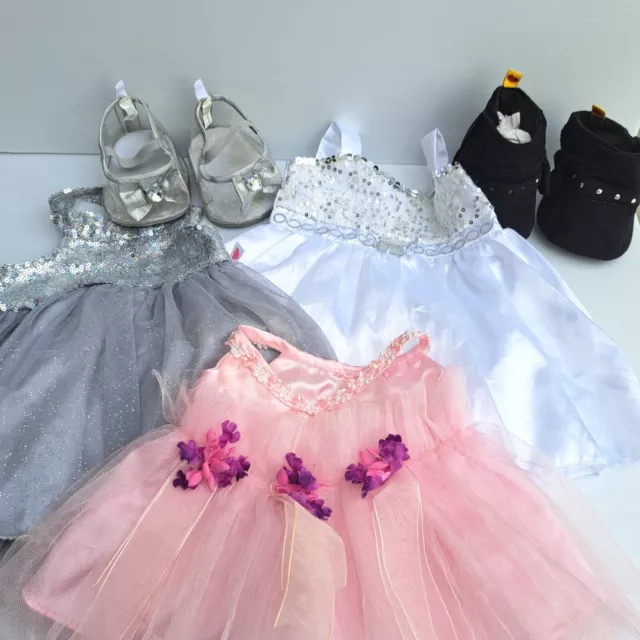 Build A Bear 3 X Dresses & 2 X Shoes Bulk Lot Set S1 Genuine BAB Items