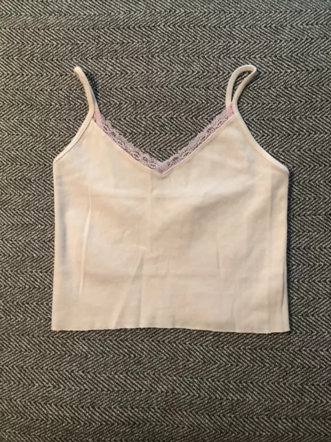 BRANDY MELVILLE PINK Nicolette Crop Lace Tank Top Perfect Condition £9.00 -  PicClick UK