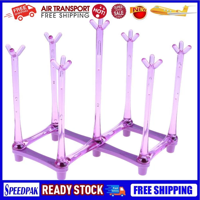 Glass Cup Bottle Drying Rack Drainer Shelf Holder Kitchen Organizer(Purple)