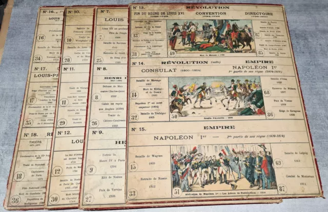Antique 4 Plate Lotto Game Toy Revolution One Hundred Days Capetians François 1°