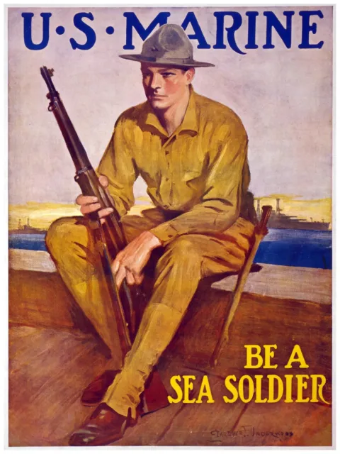 3808 US Marine be a soldier Vintage Poster.Room wall art design.Art Decor