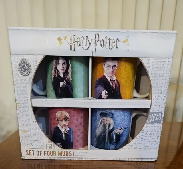 Harry Potter Ceramic Mugs / Cups, Set Of 4 New Harry, Ron, Hermione, Dumbledore