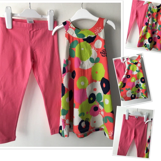 New F&F Girls Summer Brights Leggings & Mini Club Exc U Tunic Dress 2-3 Years