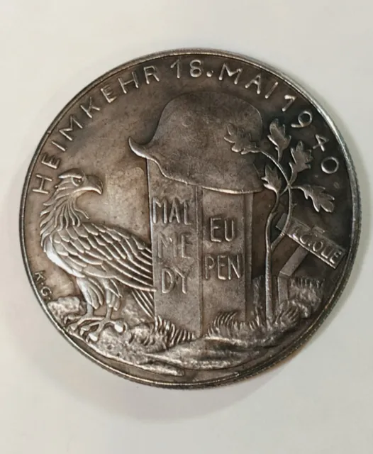 Piece Hitler 18 Mai 1940 1RM Reichsmark Coin Belgique Heimkehr  WW2