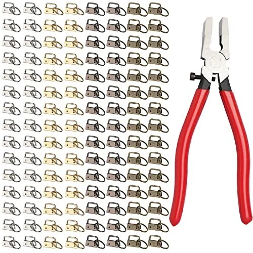 120 Pieces 1" Key Fob Hardware with 1 Key Fob Pliers Set Includeds 4 Colors K...