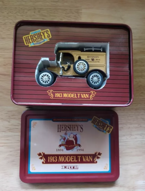 ERTL 1:43 1913 Ford Model T Van & Commemorative Tin HERSHEY'S Chocolate. #X726