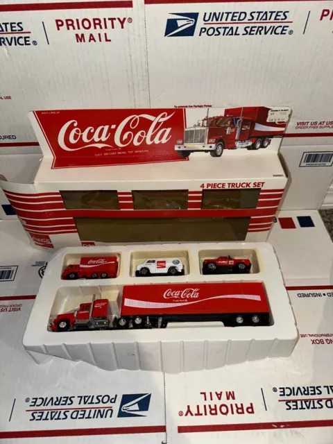 1979 Coca-Cola 4 Piece Truck Set Durable Diecast 3500C Opened Box Fast Ship