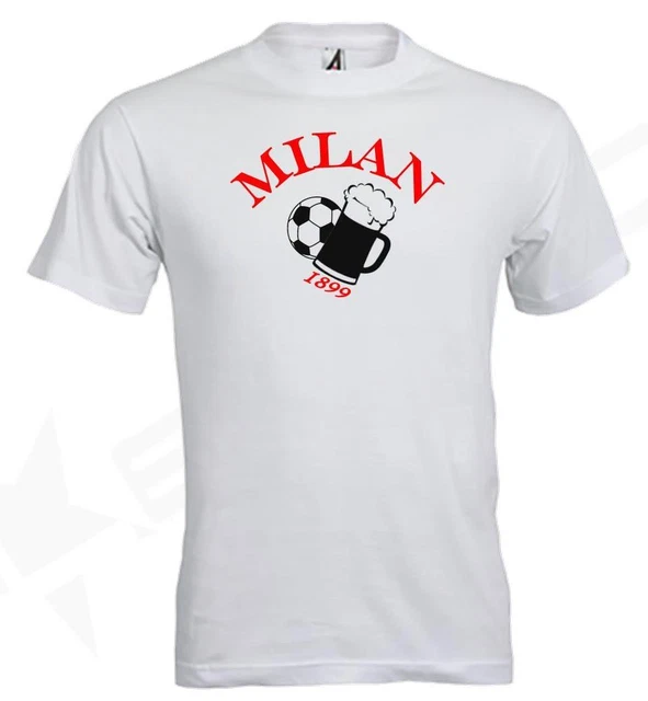 T-SHIRT MILAN 1899 BIRRA E PALLONE MAGLIETTA maglia casual UOMO ULTRAS