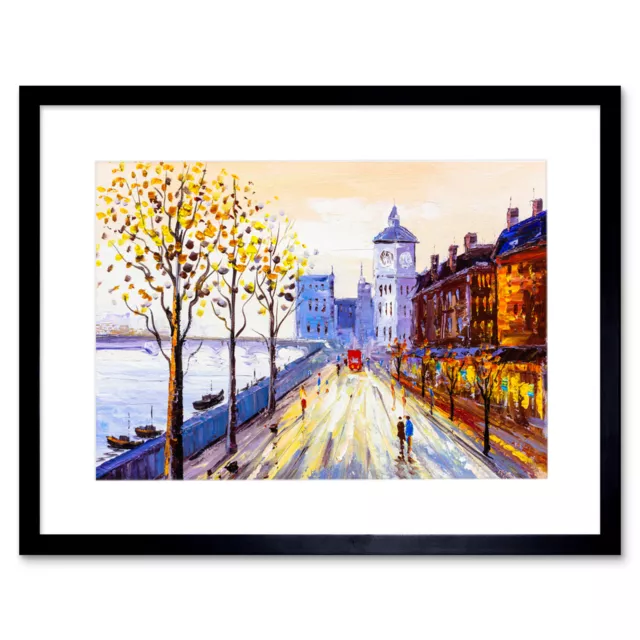 London Cityscape Painting Framed Wall Art Print 12X16 In
