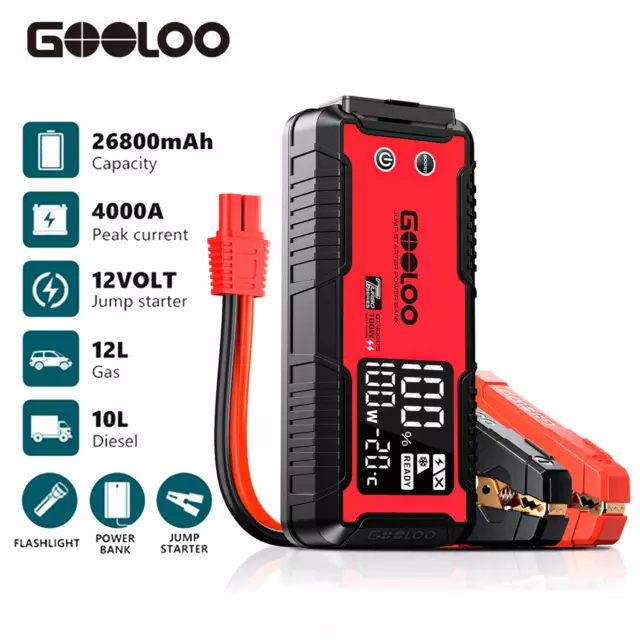 ✔️GOOLOO Car Jump Starter 4000A Pack Booster Battery Charger Power Bank Portable