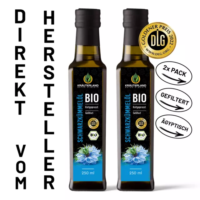 Bio Schwarzkümmelöl GEFILTERT 2x250ml, ägyptisch, täglich FRISCH kaltgepresst