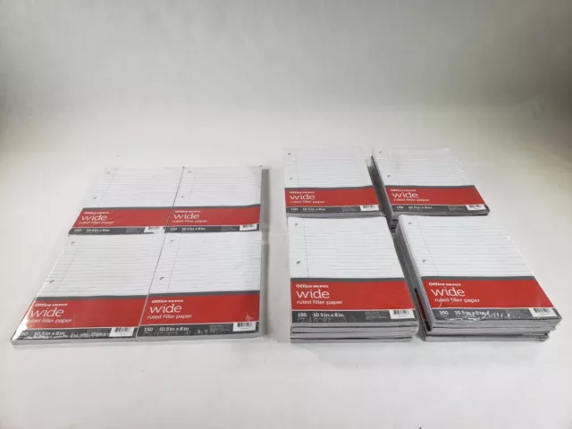 Lot Of 24 Pack Office Depot 589483 Wide Ruled Notebook Filler Paper 8" X 10 1/2"