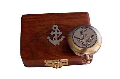 Nautical Vintage Brass Pocket Compass Nautical Marine Antique Push Button gift