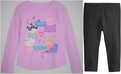 NEW 2pc JUMPING BEANS Peppa Pig OUTFIT Shirt & Black Leggings Size 3T NWT
