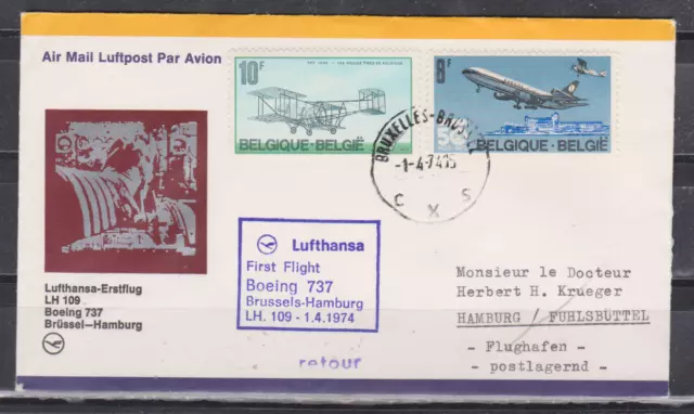Lufthansa Erstflug Brüssel - Hamburg LH 109 am 1.4.1974