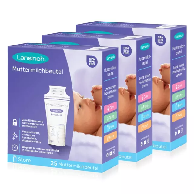 Lansinoh Muttermilchbeutel - 75 Stück - Zum Sicheren Aufbewahren Und Einfrieren
