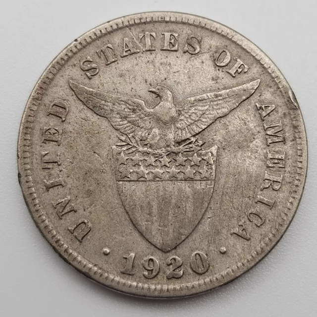 1920 (M) 5 Centavos VF Philippines US Manila Mint Copper-Nickel Coin Five USA