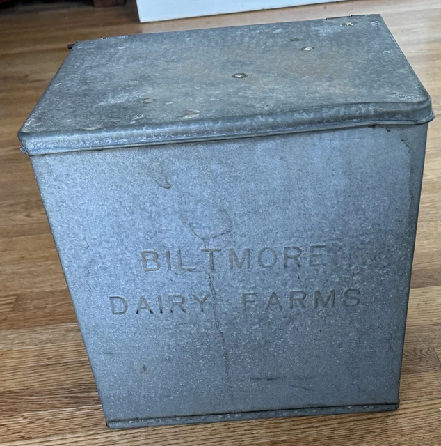 VINTAGE MILK BOX Biltmore Dairy Farms Galvanized Metal Asheville NC £75