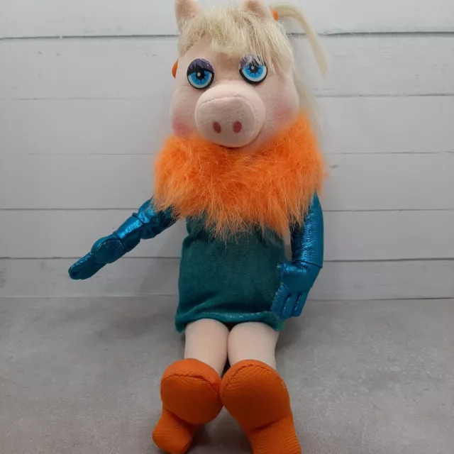 Nanco Vintage Miss Piggy Doll Plush 1980's Jim Henson Muppets 10" Blue Dress