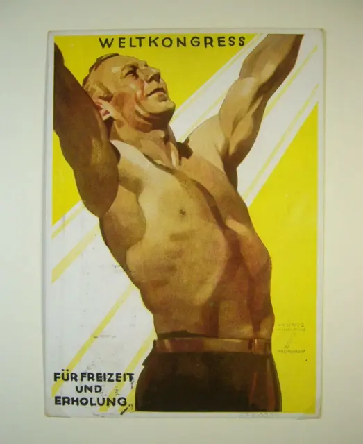 Hamburg 1936, Weltkongress für Freizeit und Erholung, farbige Künstlerkarte