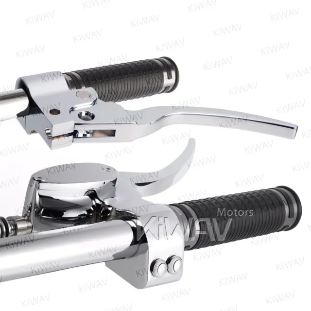 KiWAV CNC clean style shiny chrome hand control clutch brake lever for HD 1" bar
