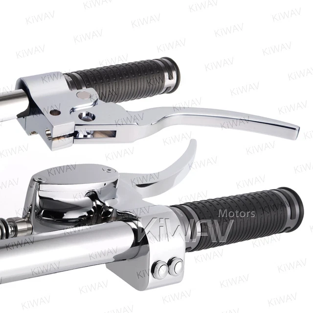 KiWAV CNC clean style shiny chrome hand control clutch brake lever for HD 1" bar