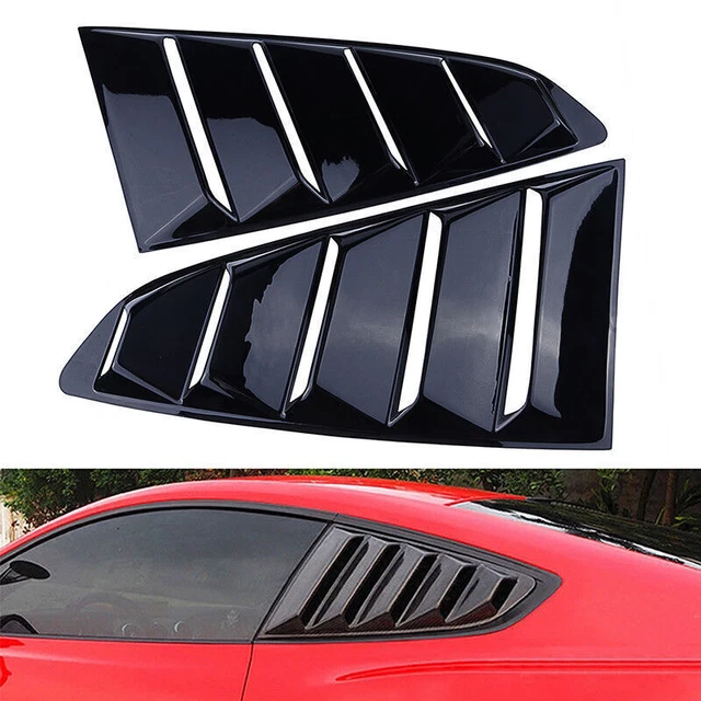 Pair Quarter Side Window Scoop Louver Cover For Ford Mustang 2015-21 2020 Black