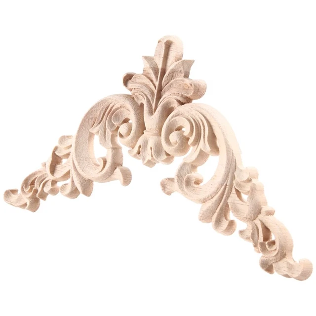 15x15cm Gomma Legno Intagliato Angolo Onlay Applique Squisito Non Verniciato U3S7