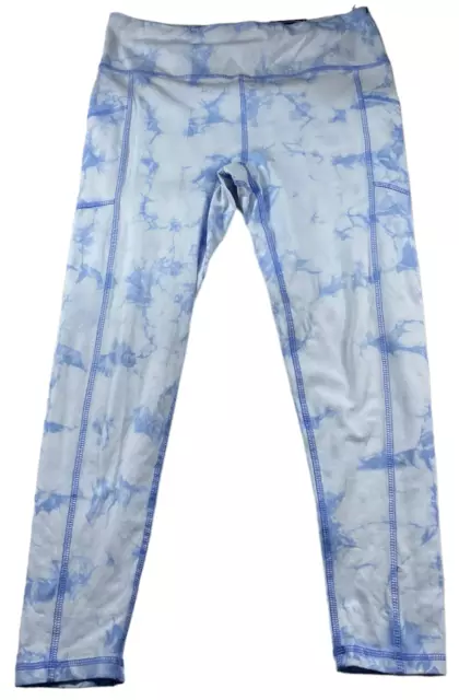 DKNY Workout Pants Womens size Medium Blue White Tie Dye 7/8 Legging New