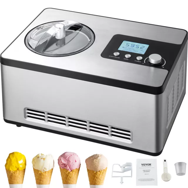 VEVOR Elektrsiche Eismaschine Kompressor 2L Eiscreme Frozen Joghurt Sorbet