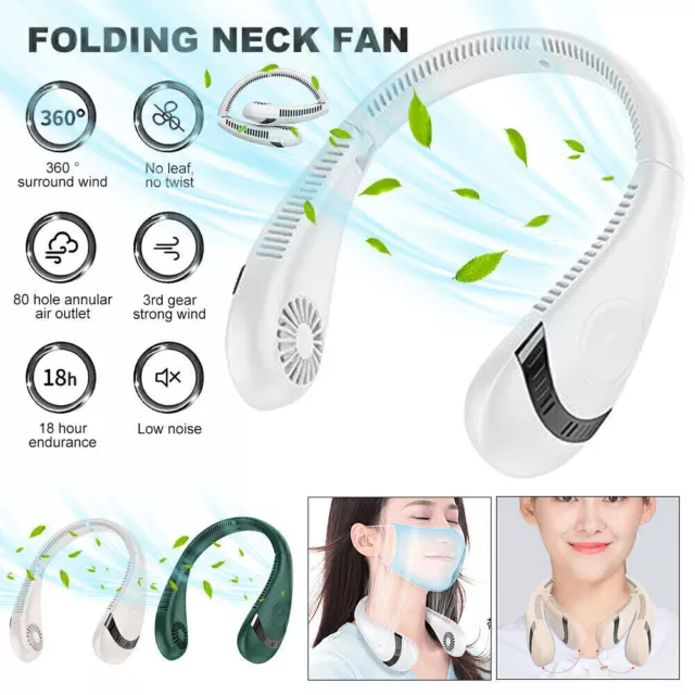 Neckband Fan Bladeless Lazy Neck Hanging Cooler USB Rechargeable Portable Fan UK