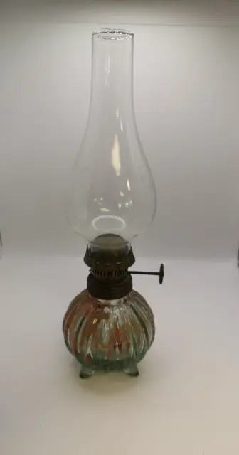 Small Brass Electric Oil Lamp Style Hanging Light w/Pillow Milk