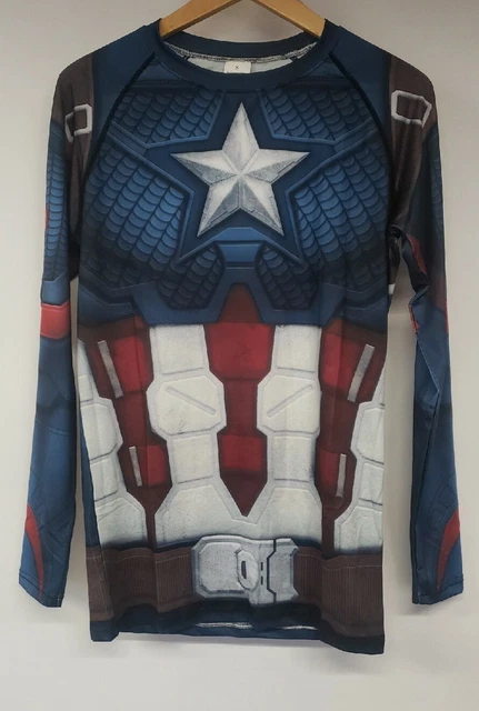 Marvel Comics Captain America Top Costume Long Sleeve Shirt Men's Size Small