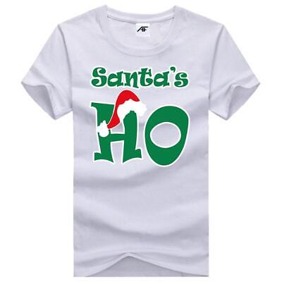 Womens Girls Santa's HO Printed T Shirt Short Sleeve Stretchy Novlety Top Tees