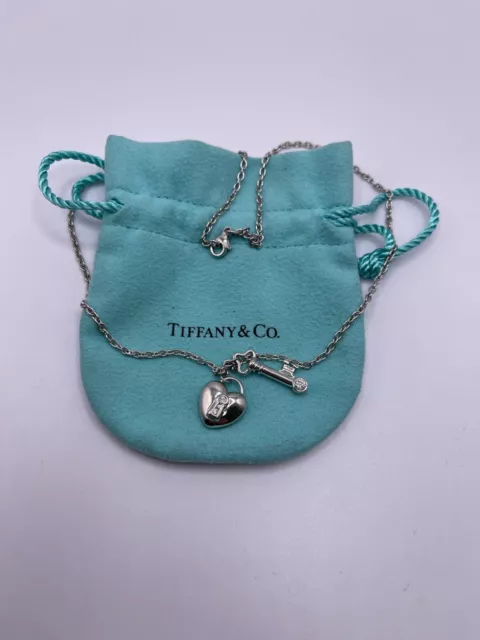 Tiffany & Co. Lock and Key Collection Diamond Necklace Platinum PT950 - 16" Long