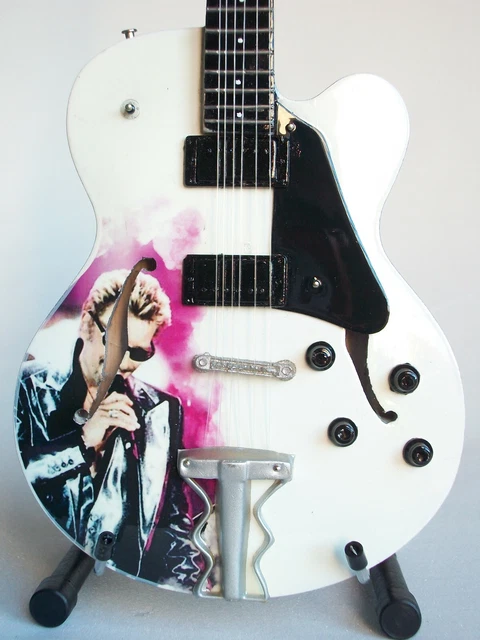 Guitare miniature style Ibanez blanche Johnny Hallyday 6