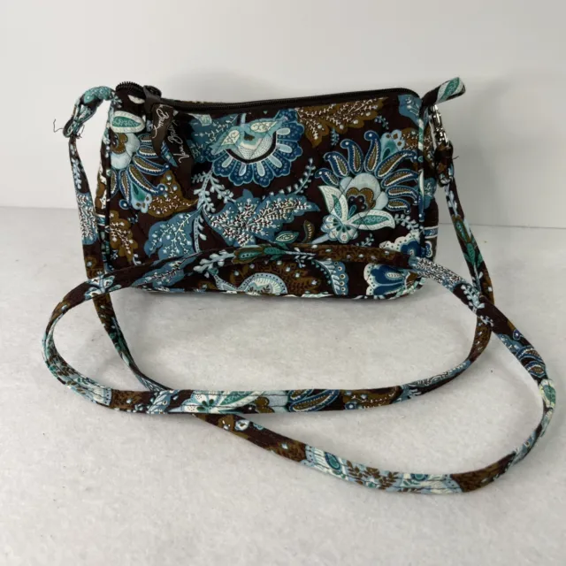 Vera Bradley Womens Bag Purse Quilted Crossbody Blue Teal Paisley Design