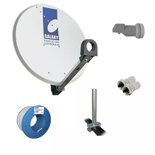 KIT Parabola Satellitar​e 45 cm LNB 1 out sky tivu sat cavo 20 mt 2 connettori F