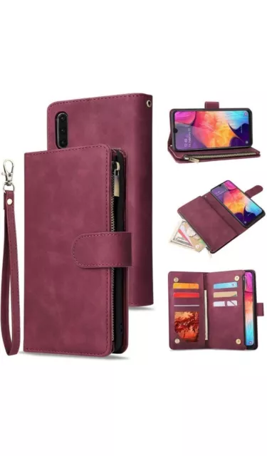 A70 Wallet Case Leather for Samsung Galaxy A70 Trifold Flip Wallet Phone Case...