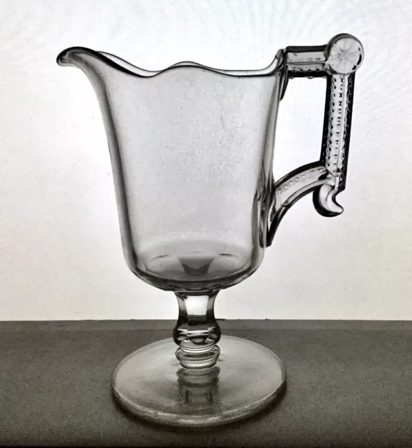 EAPG Antique Aetna Glass "WHEEL AND COMMA" Clear Cramer Cream Pitcher - As Is