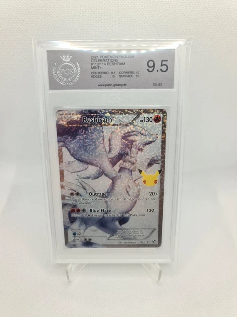 Reshiram Full Art - PGS 9.5 Mint+ 113/114 -  Pokemon Karte Card 25th (kein PSA)