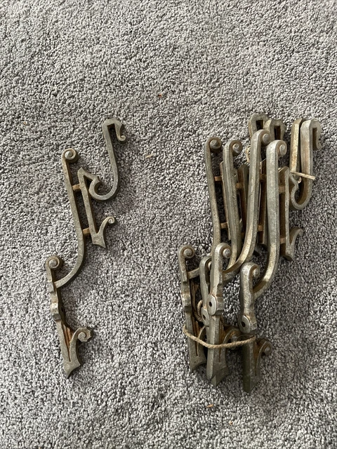 Vintage Art Deco ? Wall Hooks Rack Aluminium Wall Original Set Of 5