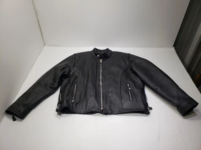 Leather Club Mens Jacket Genuine Leather Motorcycle Thinsulate Black Size 44
