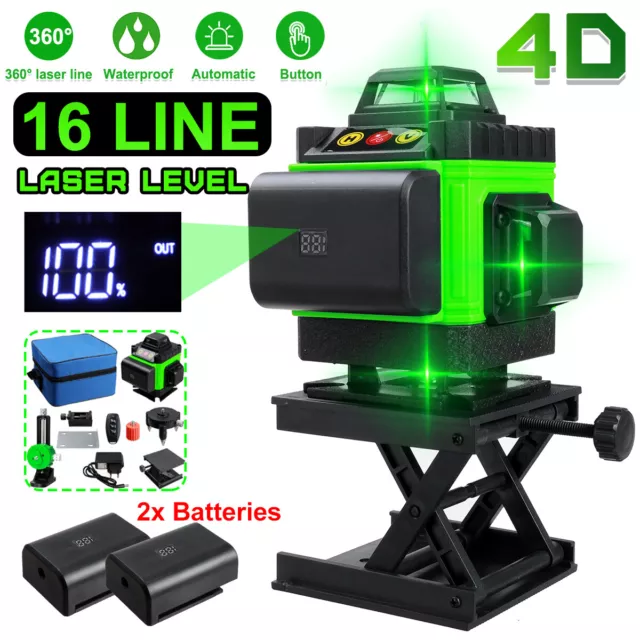 16 Line 4D Grün Laser Level 360° Selbstnivellierend Kreuzlinienlaser Linienlase